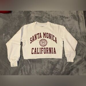 Hollister White and Maroon Women's Sweatshirt